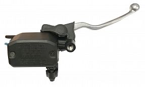 Front brake master cylinder PS15 - rectangular reservoir - black with sliver lever